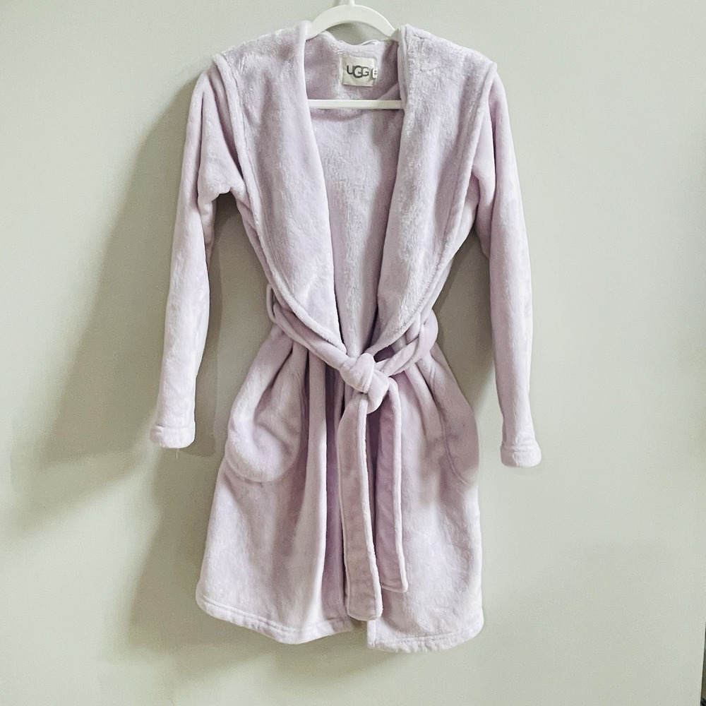 Ugg Miranda Soft Pink Plush House Coat Robe Hooded With Pockets S